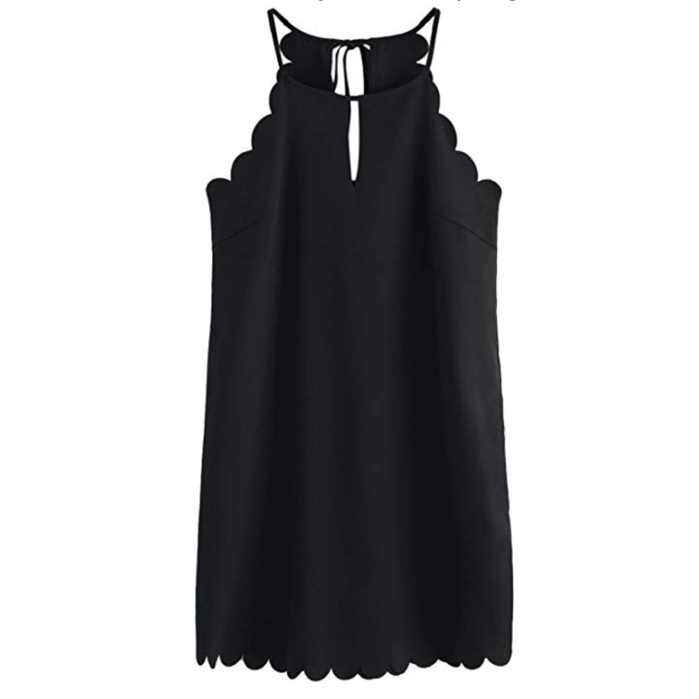 Black scalloped dress with peek-a-boo detailing